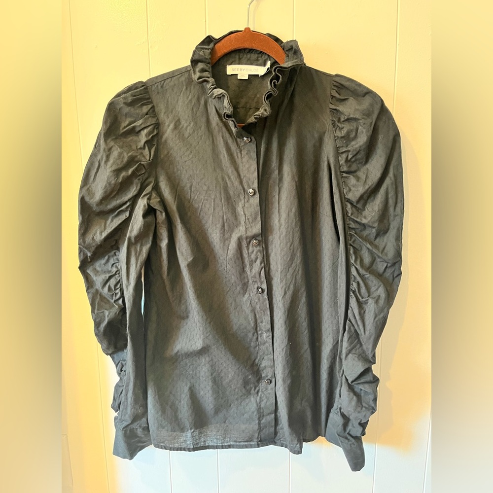 See by Chloe Black Button Down